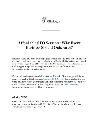 Affordable SEO Services: Why Every Business Should Outsource?