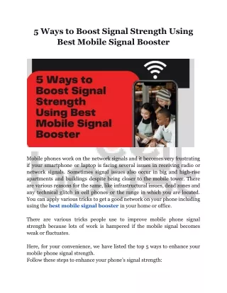 5 Ways to Boost Signal Strength Using Best Mobile Signal Booster (1)