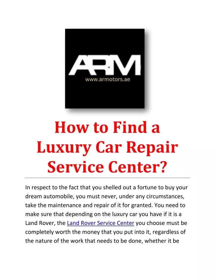 how to find a luxury car repair service center