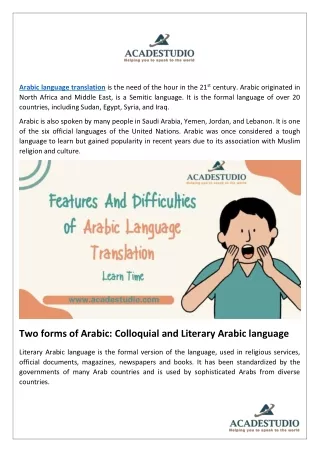 arabic language translation is the need
