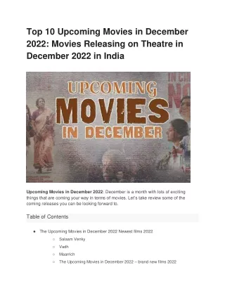Top 10 Upcoming Movies in December 2022 Movies Releasing on Theatre in December 2022 in India