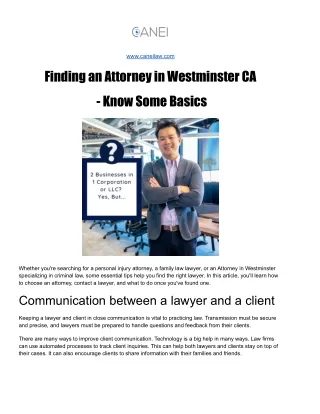 Finding an Attorney in Westminster CA - Know Some Basics