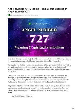 Angel Number 727 Meaning - The Secret Meaning of Angel Number 727