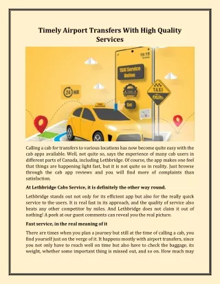 Timely Airport Transfers with high quality services