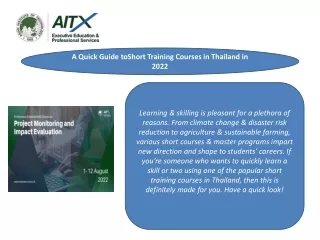 A Quick Guide toShort Training Courses in Thailand in 2022