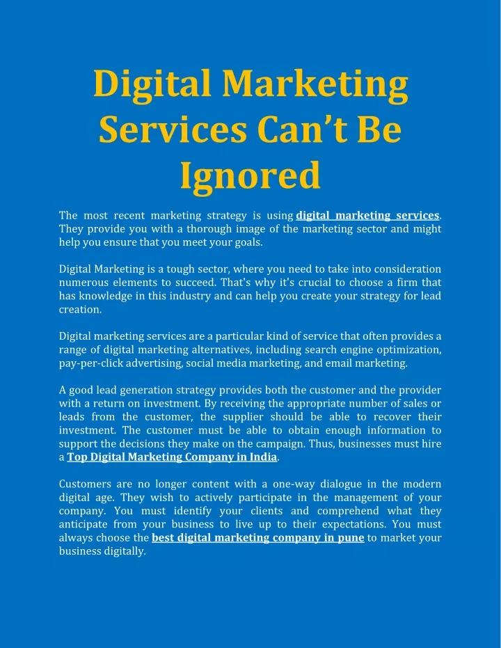 digital marketing services can t be ignored