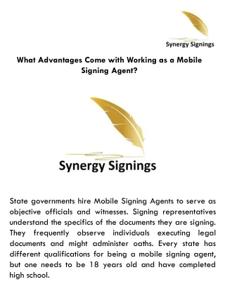 What Advantages Come with Working as a Mobile Signing Agent
