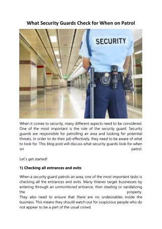 What Security Guards Check for When on Patrol