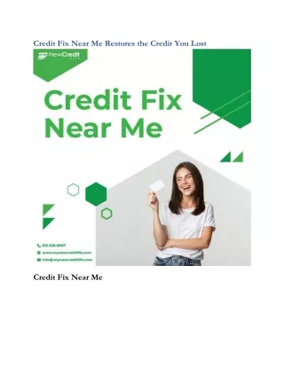 credit fix near me restores the credit you lost