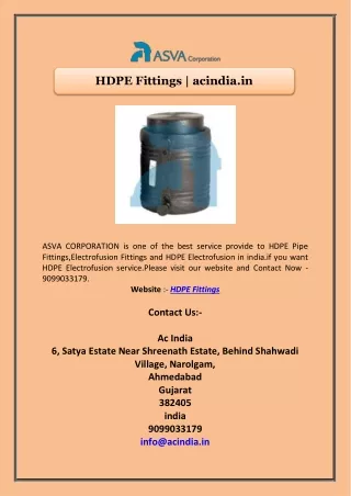 HDPE Fittings | acindia.in