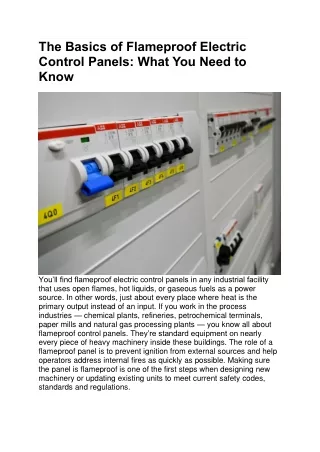 the basics of flameproof electric control panels