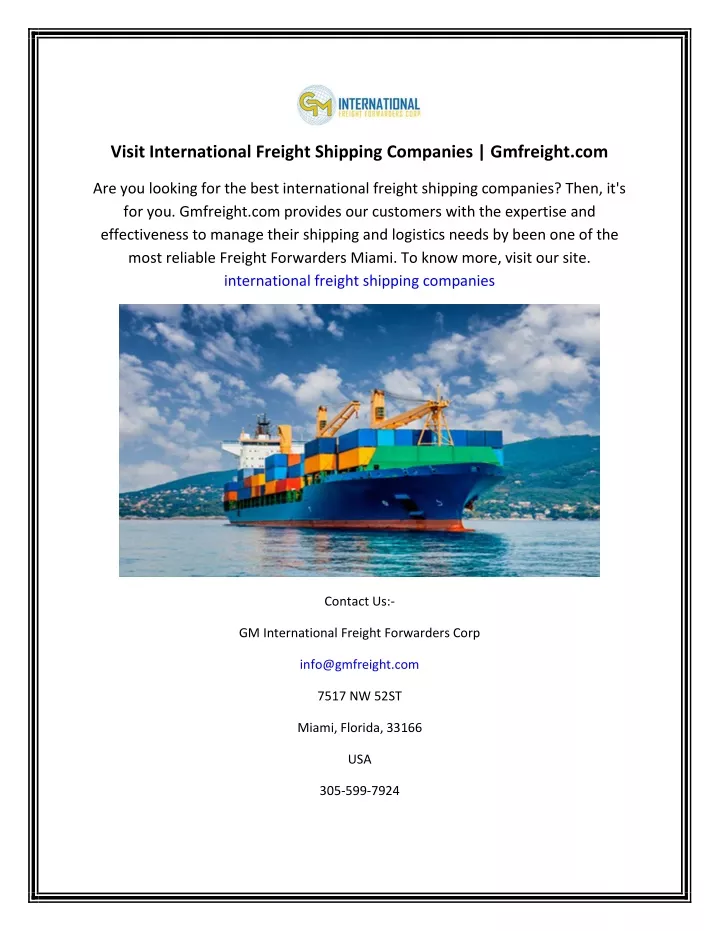 visit international freight shipping companies
