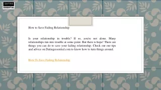 How to Save Failing Relationship  Datingessential.com