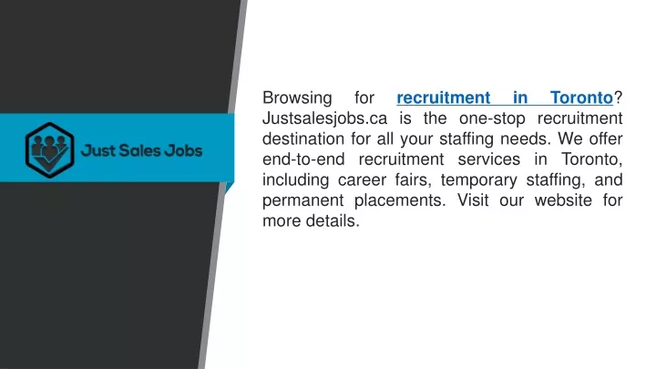 browsing for recruitment in toronto justsalesjobs