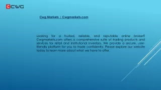 cwg markets cwgmarkets com