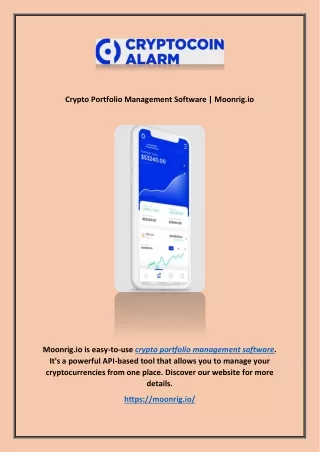 Crypto Portfolio Management Software | Moonrig.io