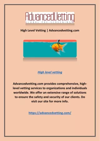 High Level Vetting | Advancedvetting.com