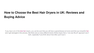 Best Hair Dryers in UK
