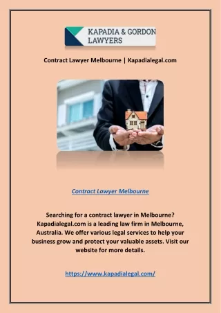 Contract Lawyer Melbourne | Kapadialegal.com