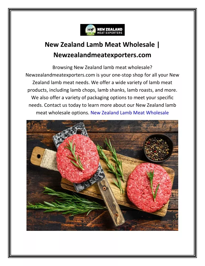 new zealand lamb meat wholesale