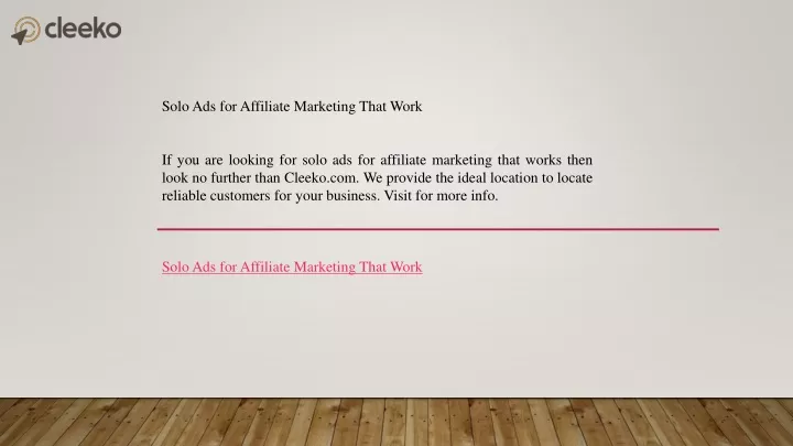 solo ads for affiliate marketing that work