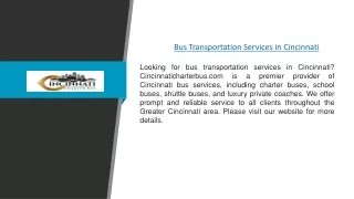 Bus Transportation Services in Cincinnati | Cincinnaticharterbus.com