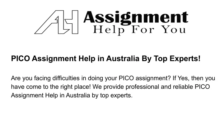 pico assignment help in australia by top experts