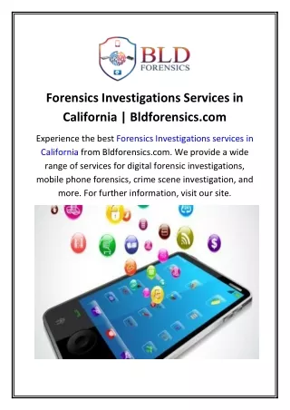 Forensics Investigations Services in California  Bldforensics.com