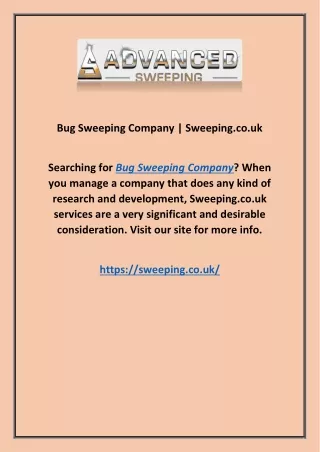 Bug Sweeping Company | Sweeping.co.uk