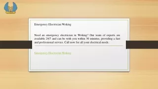 Emergency Electrician Woking  Gripelectric.net