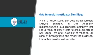 Data Forensic Investigator San Diego   Bldforensics.com