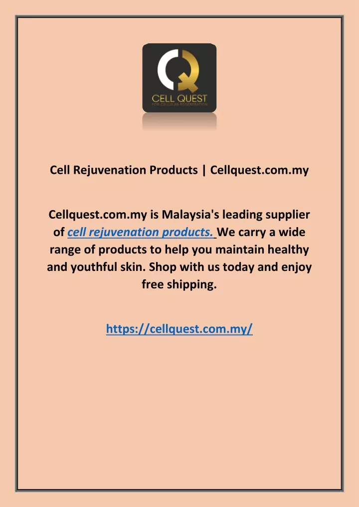 cell rejuvenation products cellquest com my