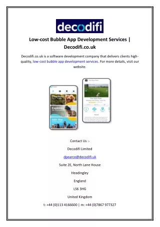 Low-cost Bubble App Development Services  Decodifi.co.uk