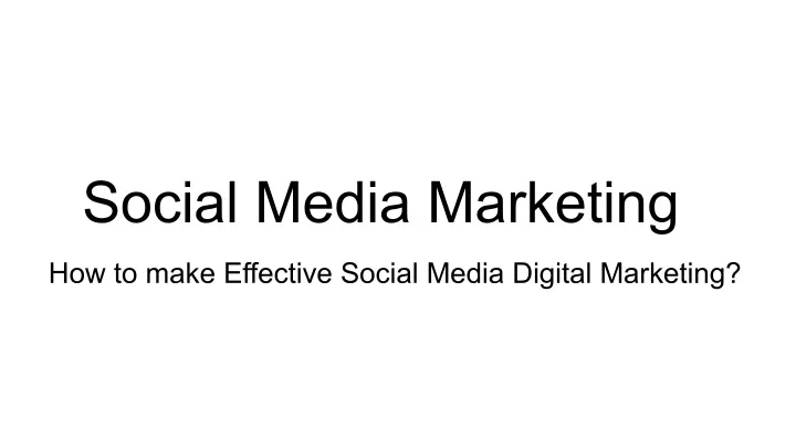 social media marketing