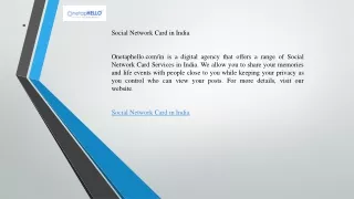 Social Network Card in India  Onetaphello.com in