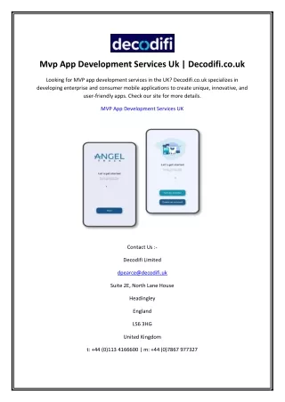 Mvp App Development Services Uk  Decodifi.co.uk