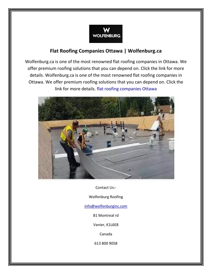 flat roofing companies ottawa wolfenburg ca