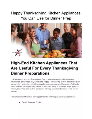 Happy Thanksgiving Kitchen Appliances You Can Use for Dinner Prep