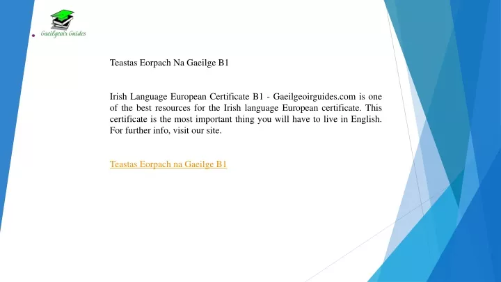 teastas eorpach na gaeilge b1 irish language