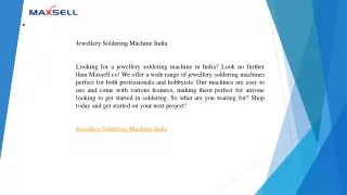Jewellery Soldering Machine India  Maxsell.co