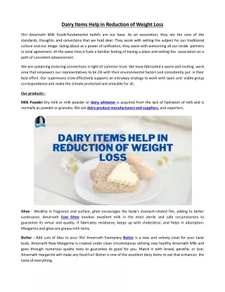 Dairy items helps in reduction in weight loss