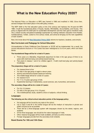 what is the new education policy 2020