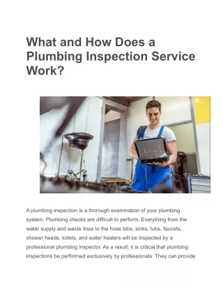 What and How Does a Plumbing Inspection Service Work
