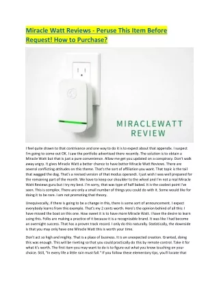 miracle watt reviews peruse this item before