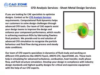 cfd analysis services sheet metal design services