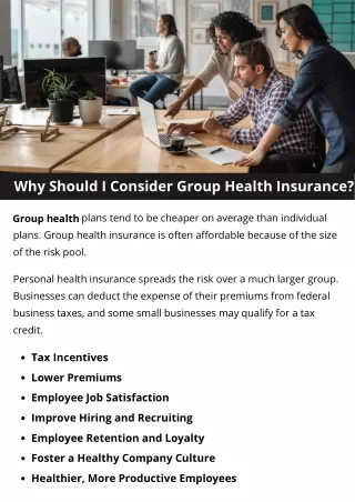 Why Should I Consider Group Health Insurance