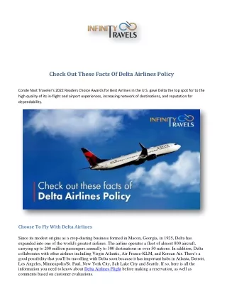 Check Out These Facts Of Delta Airlines Policy