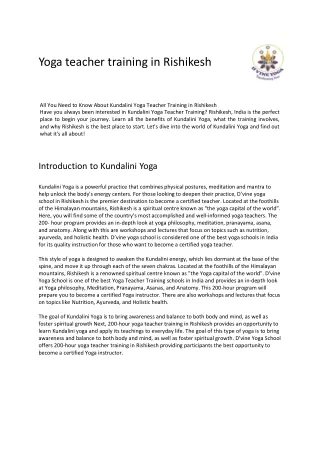 Yoga teacher training in Rishikesh