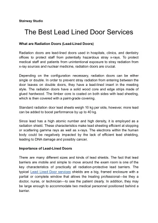 Lead lined door services
