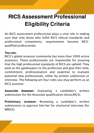 rics assessment professional eligibility criteria